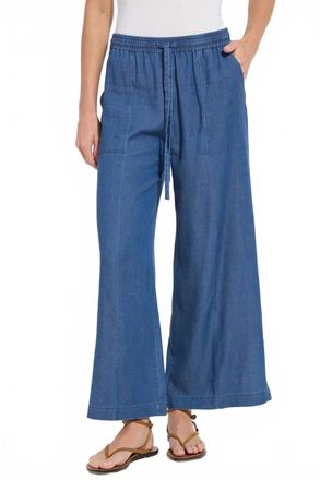 Lyss&eacute; Lilia Drawstring Ankle Wide Leg Pant In Mid Wash Blue