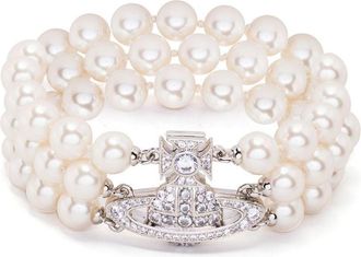 Vivienne Westwood pearl Orb bracelet - women - Brass/Pearls - 2 - Neutrals