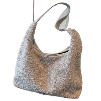 Generic Womens Plush Bags Women Plush Shoulder Bag Cute Fluffy Tote Handbag Large Capacity Soft Top Handle Fuzzy Purse For Autumn Winter(Grey)