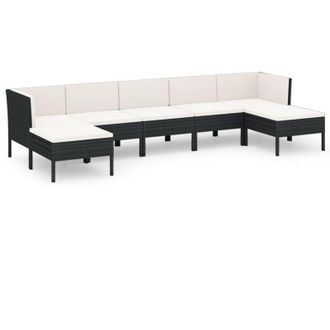 vidaXL 7 Pcs Garden Lounge Set Con Vime Pe Negro