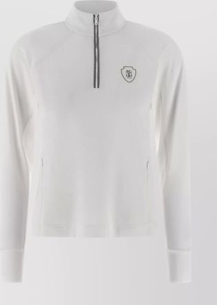 Brunello Cucinelli half zip knit sweater with stand collar