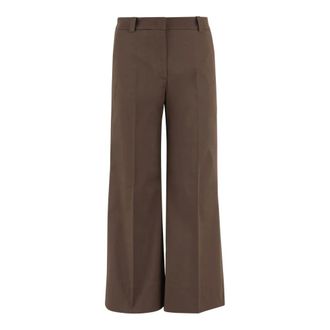 Ql2 Quelledue Wide Trousers, female, Brown, Size: 2XS Stretch Cotton Pants