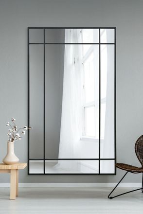 MirrorOutlet Black Contemporary Wall & Leaner Mirror 79 X 47 (200 x 120CM) | Size: 1 Pack