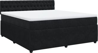 vidaXL Vidaxl - Cama Box Spring Con Colch&oacute;n Terciopelo Negro 180x200 Cm
