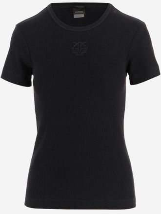 Pinko Pinko-T-Shirt aus Stretch-Baumwolle mit Love Birds-Stickerei