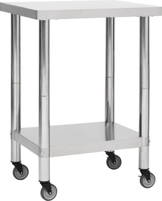 vidaXL Vidaxl - Mesa De Trabajo Para Cocina Con Ruedas Acero Inox 60x45x85 Cm