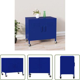 vidaXL vidaXL Armadio con ruote - Armadietto Blu Marino 60x35x56 cm in Acciaio