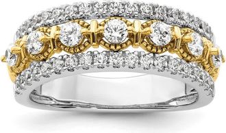Diamond2Deal 14k Two-tone Lab Grown Diamond Wedding Band Ring 0.9Ct Clarity- VS Color- G-H