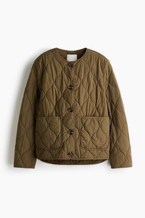 H&M Quilted Jacket in Dark Khaki Green at Nordstrom, Size Xx-Small