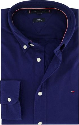Tommy Hilfiger Overhemden, Heren, Blauw, L, Katoen, TH Flex Regular Fit Flanellen Overhemd