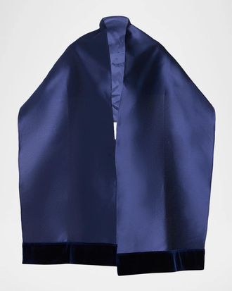 Talbot Runhof Velvet-Trim Satin Stole