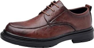 Generic Mens Soft Leather Casual Shoes Comfortable Business Formal Wear Versatile Fashion Groomsmen Wedding Oxford for Office(Brown,8.5)