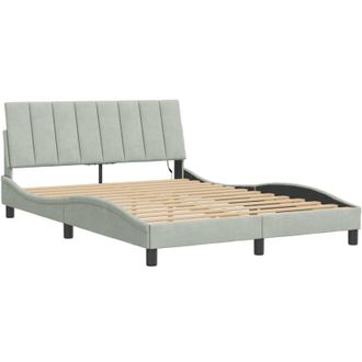 vidaXL Estructura De Cama Con Led Sin Colch&oacute;n Hanko Terciopelo Gris Claro 140x190 Cm Vidaxl