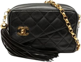 Chanel Pre-owned Quilted Lambskin Crossbody - Dames - Vintage Schoudertas - Zwart - ONE Size - Leer - Vintage