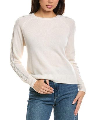 Brodie Crystal Cable Sleeve Cashmere Sweater