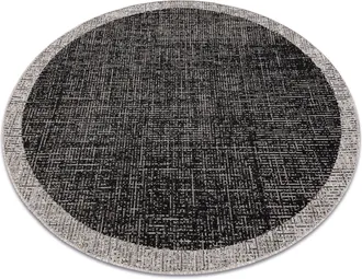 RugsX Rugsx - Alfombra De Cuerda Sisal Floorlux Circulo 20401 Marco Negro/plateado Black Circulo 160 Cm