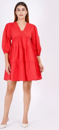 Leota Zariah Empire Waist Mini Dress Poppy Red