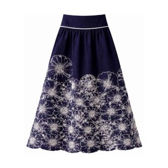 Farm Rio FARM Rio, Maxi Skirts, female, Blue, Size: XS Richelieu Midi Skirt