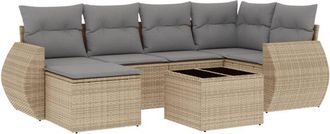 vidaXL Vidaxl - Set Sof&aacute;s De Jard&iacute;n 7 Piezas Y Cojines Rat&aacute;n Sint&eacute;tico Beige