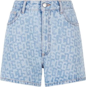 GCDS Monogram Denim Shorts - Dames - Denim shorts - Blauw - W26 - Denim - Korte Broeken