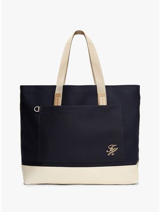 Tommy Hilfiger Mens Colorblock Canvas Tote Bag - Navy