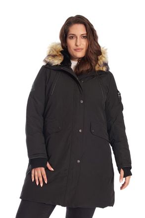 Alpine North LAURENTIAN PLUS SIZE - Vegan Down Long Parka Winter with Faux Fur Hood in Black at Nordstrom, Size 1X
