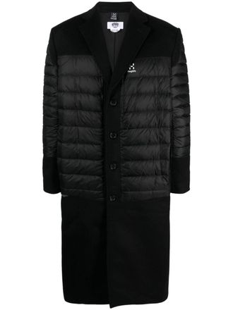 Junya Watanabe logo-print single-breasted padded coat - Black