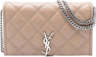 Saint Laurent Pre-owned Cross Body Bags, female, Brown, Size: ONE SIZE Pre-owned Becky Wallet on Chain