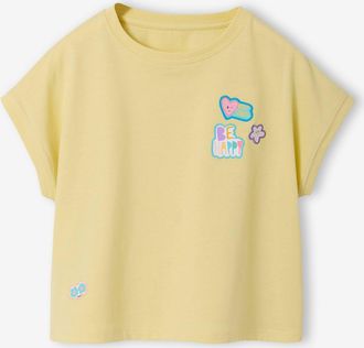 Vertbaudet M&auml;dchen T-Shirt mit fr&ouml;hlichen Aufn&auml;her, Recycling-Baumwolle hellgelb