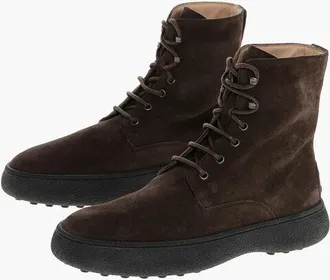 Tod's Suede Lace-up Booties with Rubber Sole size 42