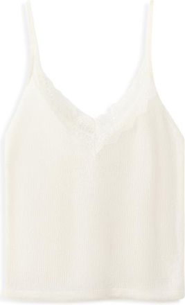 Mango Lace Trim Camisole in Ecru at Nordstrom, Size X-Small