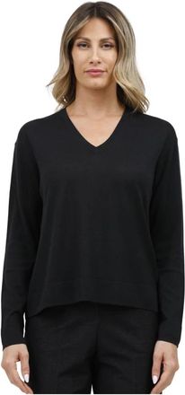 Max Mara Zijden en Katoenen Trui met V-hals - Dames - V-hals truien - Blauw - L - Katoen - Truien & Vesten