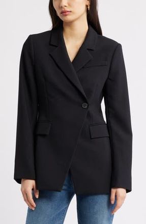 Open Edit The Icon Asymmetric Fitted Blazer in Black at Nordstrom Rack, Size Xx-Small