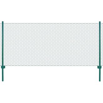 Berkfield Home Wire Mesh Fence with Posts Steel 25x1 m Green