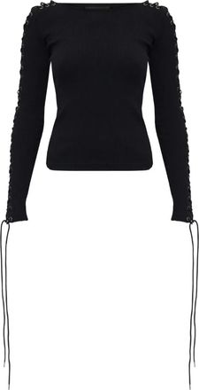 Balenciaga Eyelet lace-up top - women - Cotton - M - Black