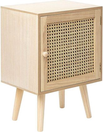 Beliani Beliani - Mesita De Noche Con Frente De Rat&aacute;n Chapado De Mdf Estilo Boho Paulownia Clara Almo