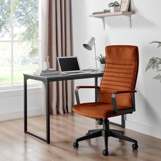 Furniturebox Centro Velvet Reclining Office Chair in Orange