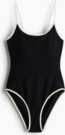 H&M Padded-cup Swimsuit in Black/white at Nordstrom, Size X-Large