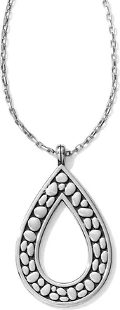 Brighton Womens Pebble Open Teardrop Necklace In Silver