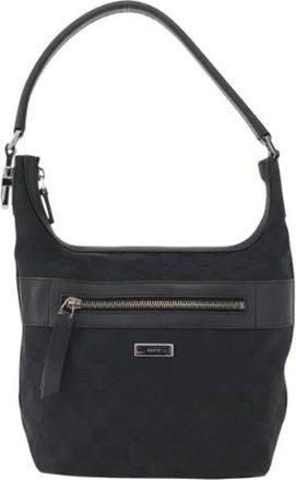 Gucci Pre-owned Shoulder Bags, female, Black, Size: ONE SIZE Pre-owned Canvas Shoulder Bag