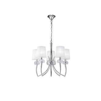 Netlighting Loewe Ceiling Pendant 5 Light E14 Polished Chrome with White Shades in Grey