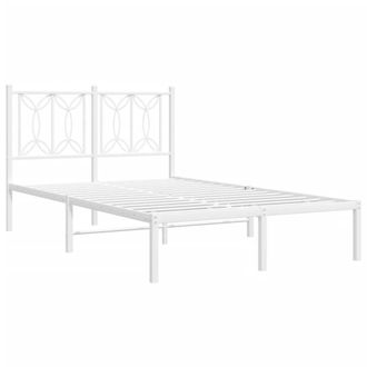 Berkfield Home Metal Bed Frame without Mattress with Headboard White 120x190cm | Size: 120x190 cm