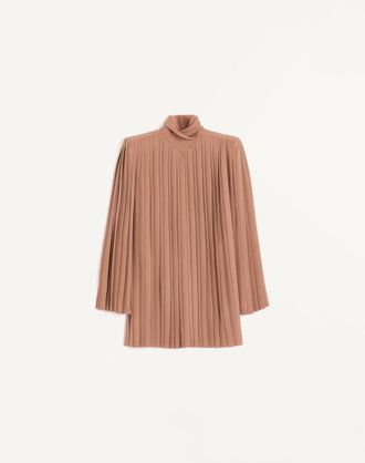 Valentino Top In Cady Couture Pliss&eacute; Donna TERRACOTTA 36
