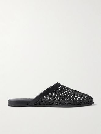 Ancient Greek Sandals Mule In Mesh Con Finiture In Pelle The Slipper - Nero