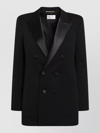 Saint Laurent double breasted jacket satin lapels shoulders