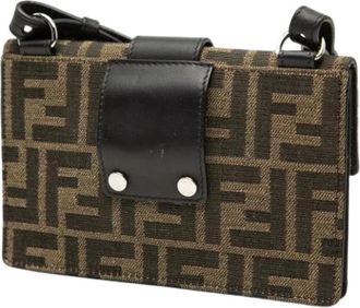 Fendi Pre-owned Canvas Crossbody Bag - Dames - Vintage Schoudertas - Bruin - ONE Size - Leer - Vintage