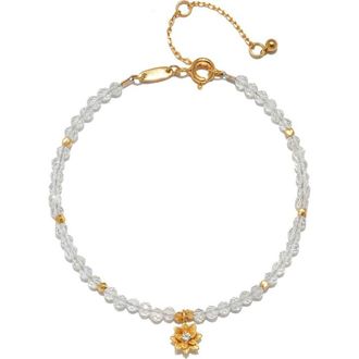 Satya Jewelry White Topaz Lotus April Birthstone Bracelet at Nordstrom