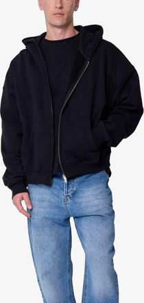 mnml Heavy Basic Cotton Zip Front Hoodie in Black at Nordstrom, Size X-Large