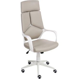 Beliani Silla de oficina giratoria con altura ajustable tapizado de piel sintética gris pardo Delight