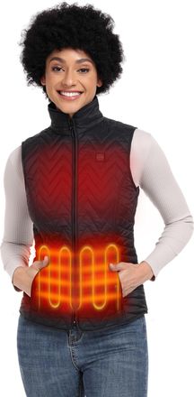 Ororo Womens Quilted Heated Gilet with Power Bank, Lightweight Heated Chevron Quilted Vest (Black,XL)